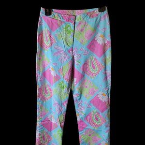 Womens Juniors Lilly Pulitzer Pants Blue Pink 0 Summer Preppy